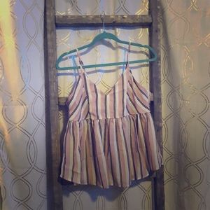 Junior’s Pink, Black & White stripe Tank Top